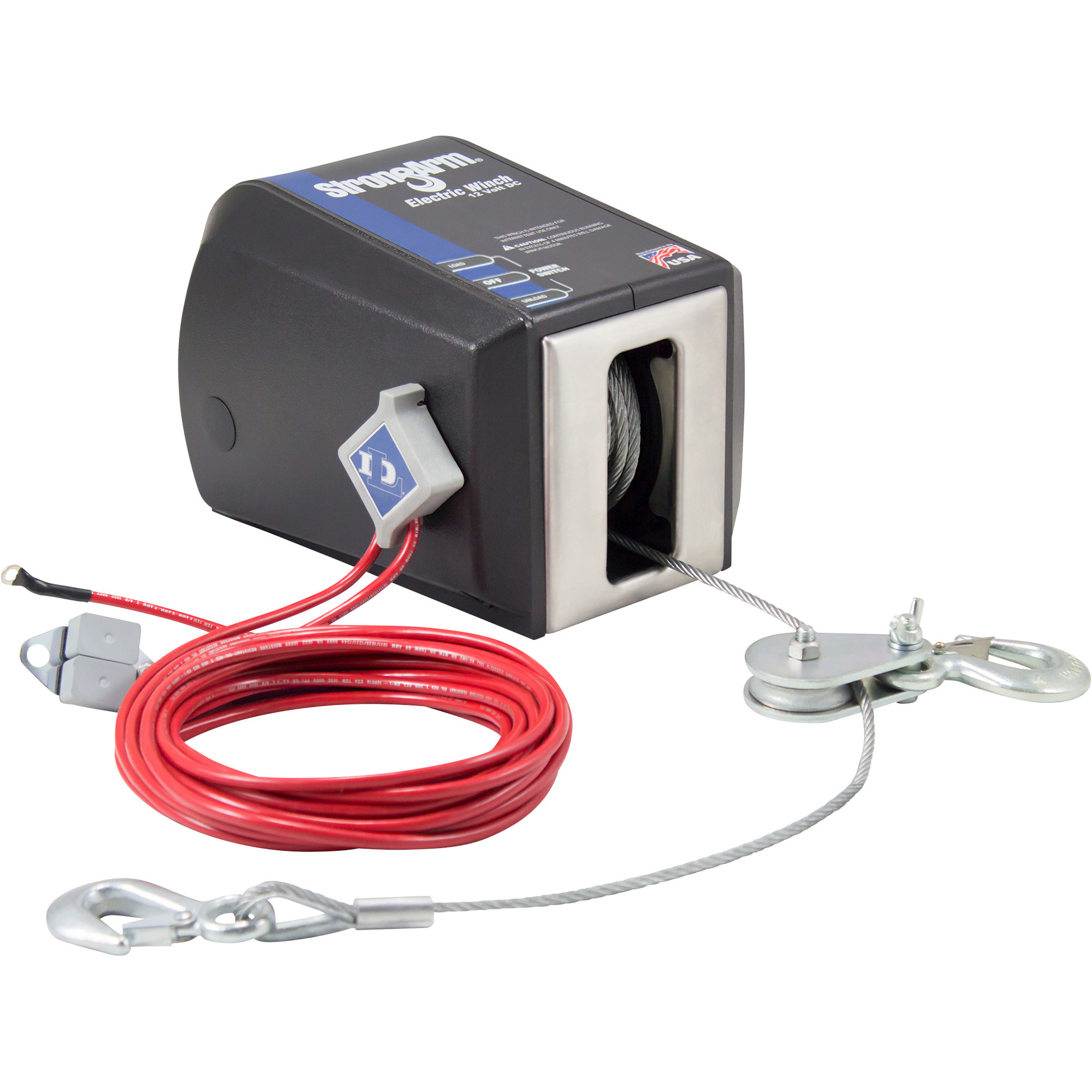Dutton-Lainson StrongArm 12 Volt DC Powered Electric Winch, 4500-Lb. Capacity, Galvanized Aircraft Cable, Model# SA12000DC